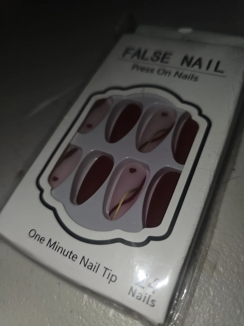 Press-On Nail Set — Pink and Red Heart Design
